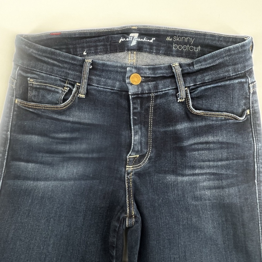 Seven 7 For All Mankind Jeans Skinny Bootcut Dark Wash Sz 26 Raw Hem Modified - Picture 11 of 16